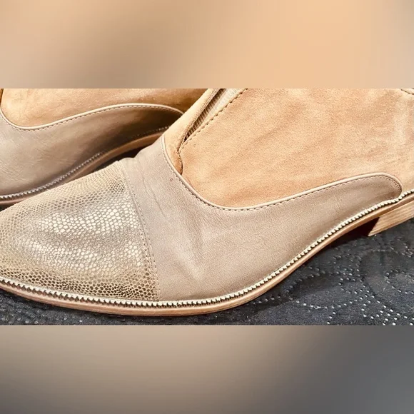 Women’s Tamaris Genuine Suede Leather Slip On Oxford Loafer Metallic Cap Toe 40 - Picture 3 of 7